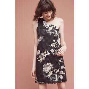 New Anthropologie by Maeve Ashbury One-Shoulder Mini Dress $168 Size 4 Floral